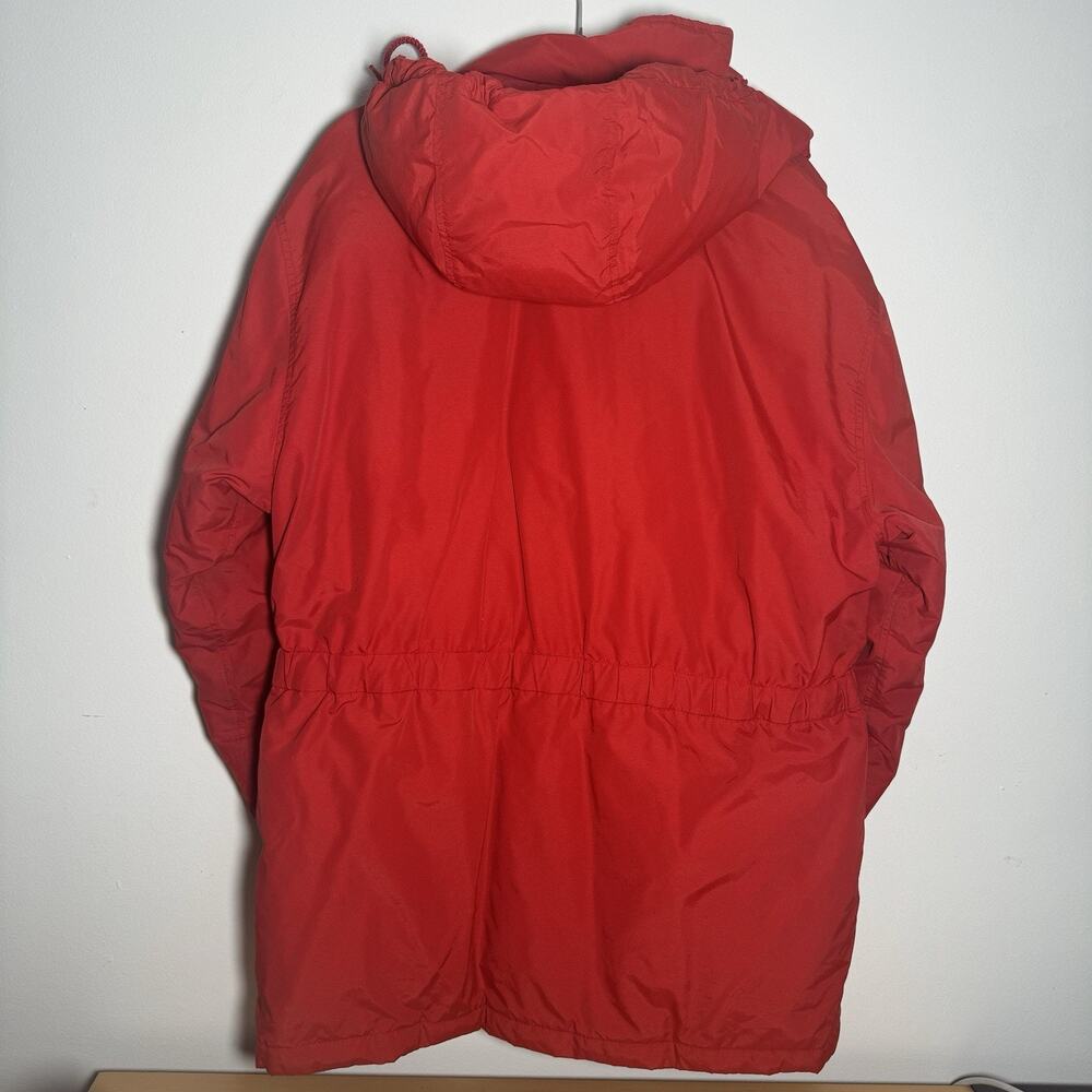 EDDIE BAUER White Tag 90s Down Jacket Women’s Large Red Removable Hood Parka - Picture 4 of 11
